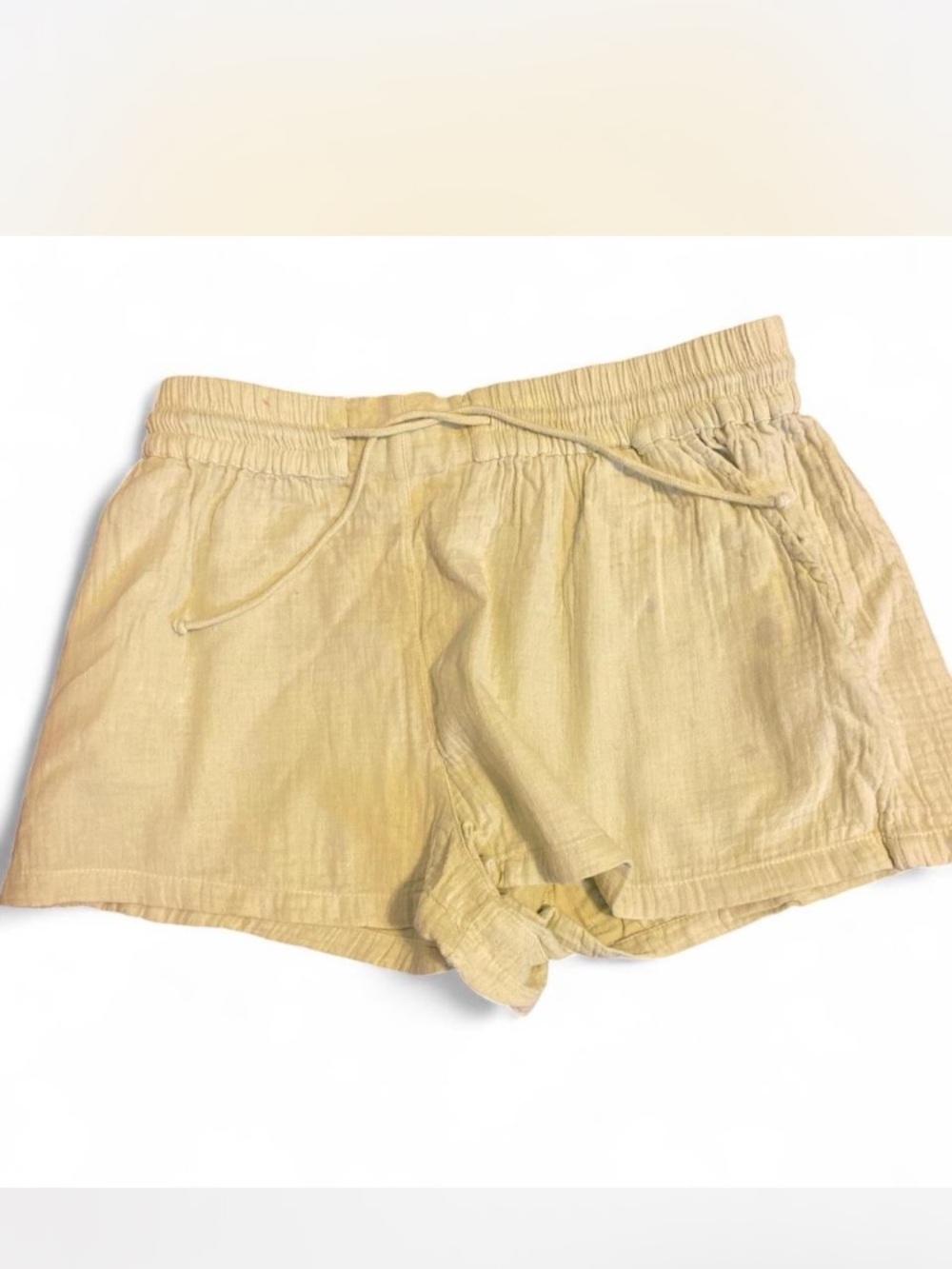 Billabong Women's Drawstring Linen Shorts - Light Yellow